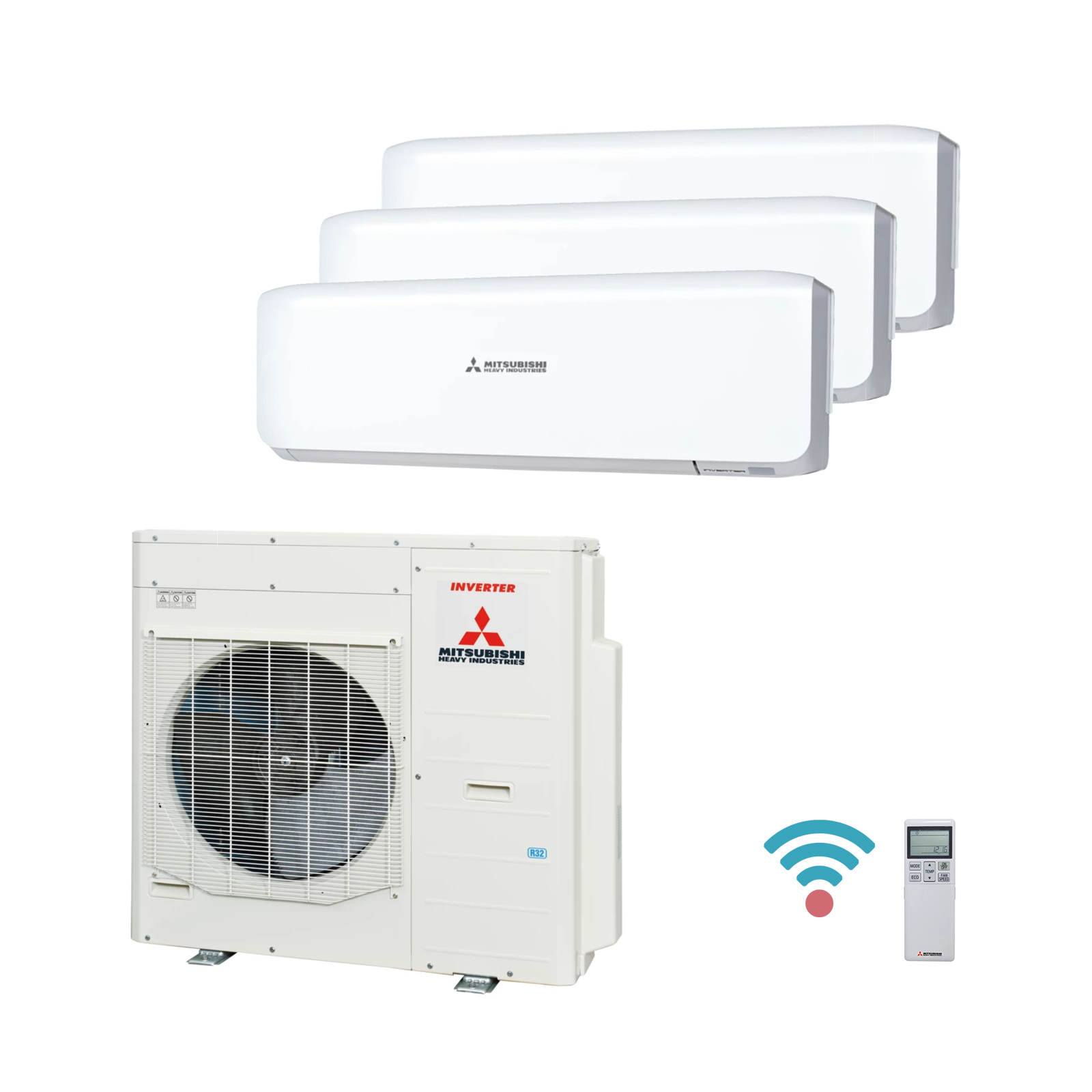 Klimaanlage Multisplit-Set Außengerät SCM100ZS-W mit Wandgerät (2x) SRK35ZS-WF und SRK25ZS-WF